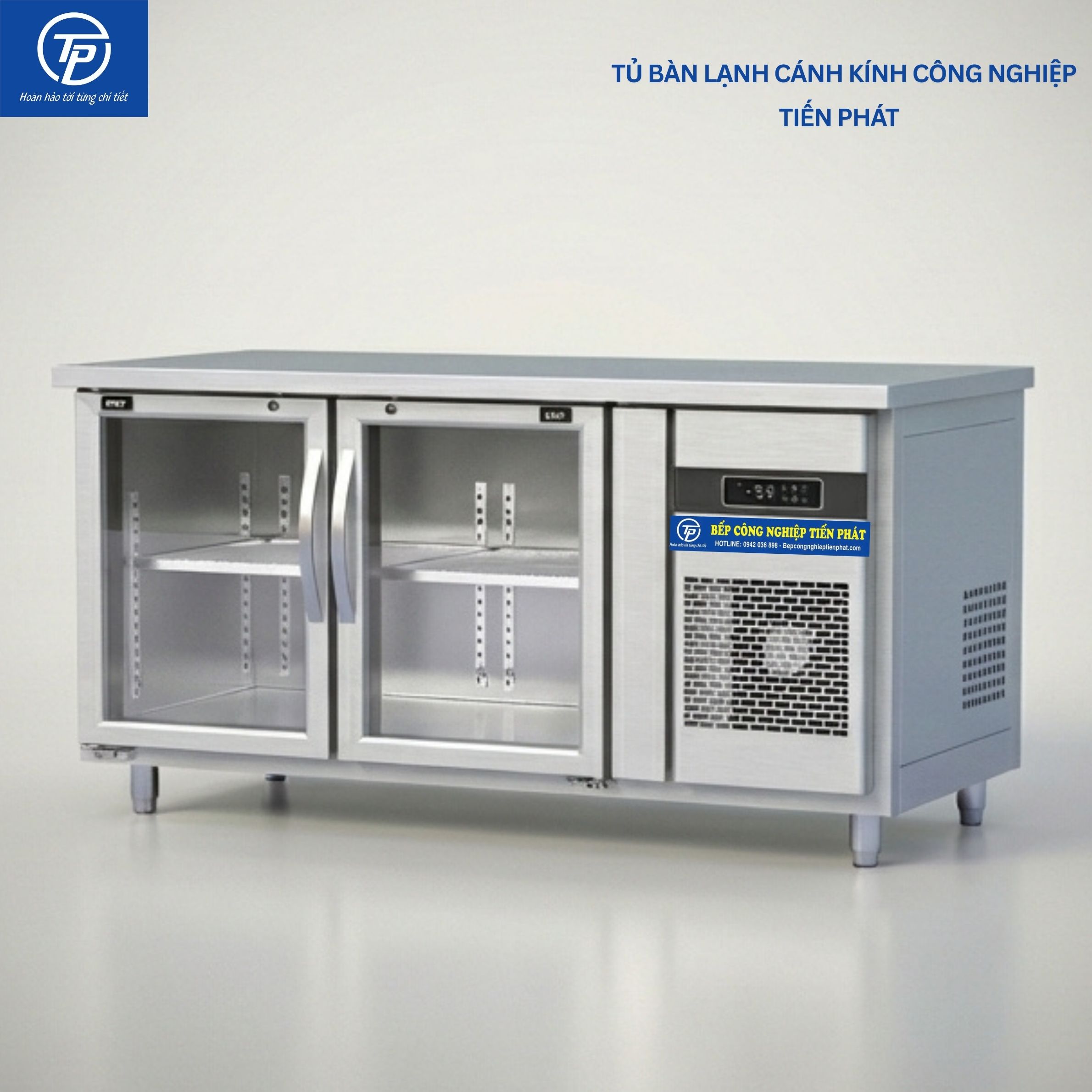 Tủ Bàn Lạnh 1.2m Cánh Kính Quạt Gió